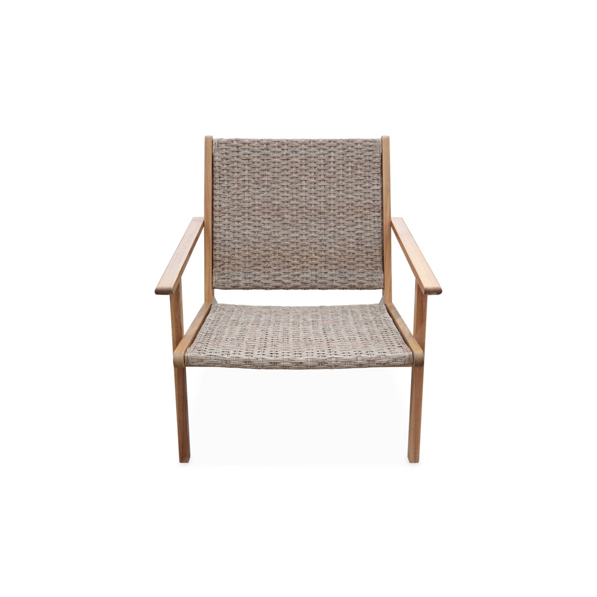 Lot de 2 fauteuils relax en bois et en résine effet paillage BELIZE 62 x 78 x 67 cm BELIZE X2 - 6