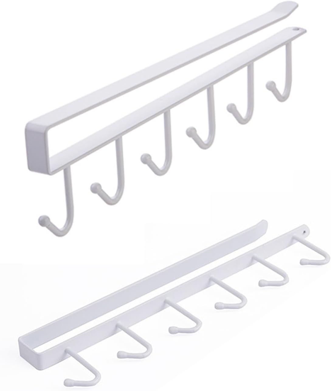 2-częściowy wiszący uchwyt na kubki, oszczędzający miejsce schowek w kuchni, akcesorium kuchenne bez wiercenia, biały