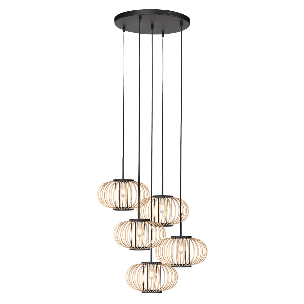 Mexlite - lampada a sospensione - HaloSwap - naturale nero - bambù - E27 - 4523ZW - 2