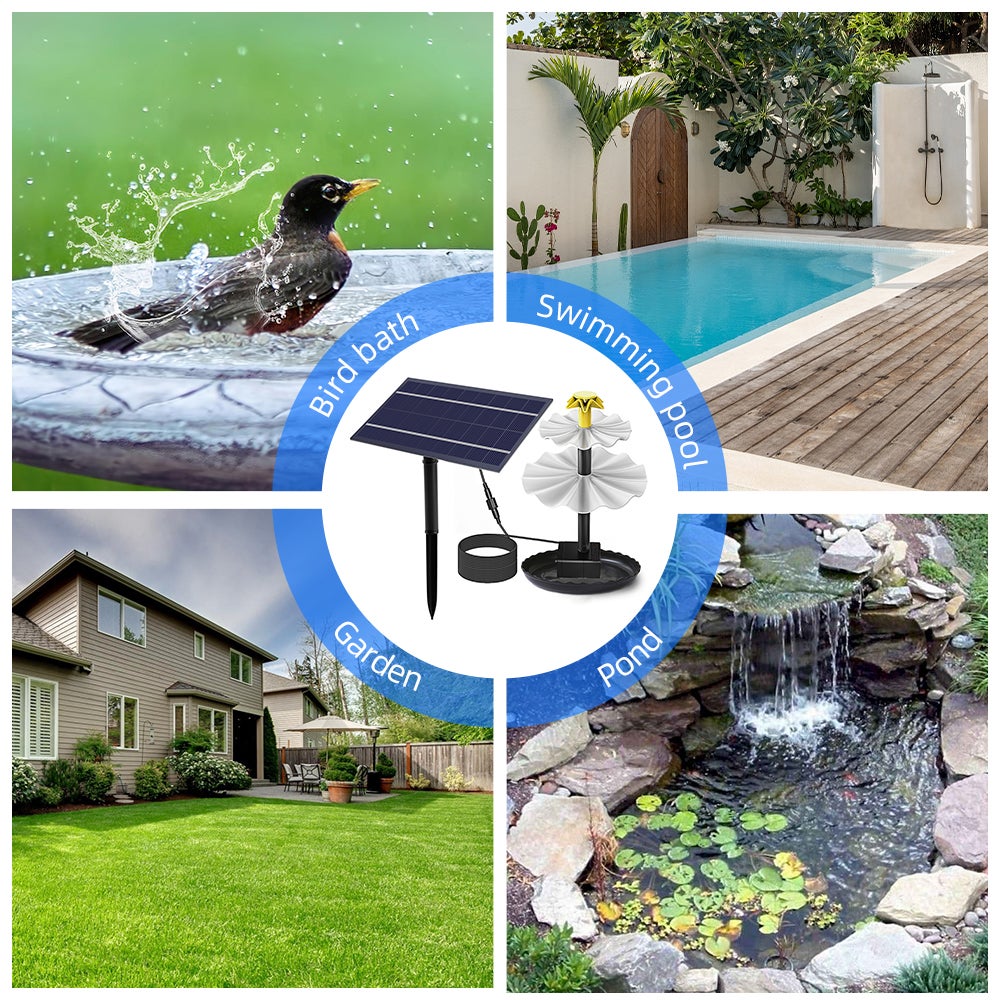 Pompe solaire 4W pour fontaine à eau avec 9 buses, idéale pour les bains d'oiseaux, les bassins de jardin, les piscines et les aquariums - 5