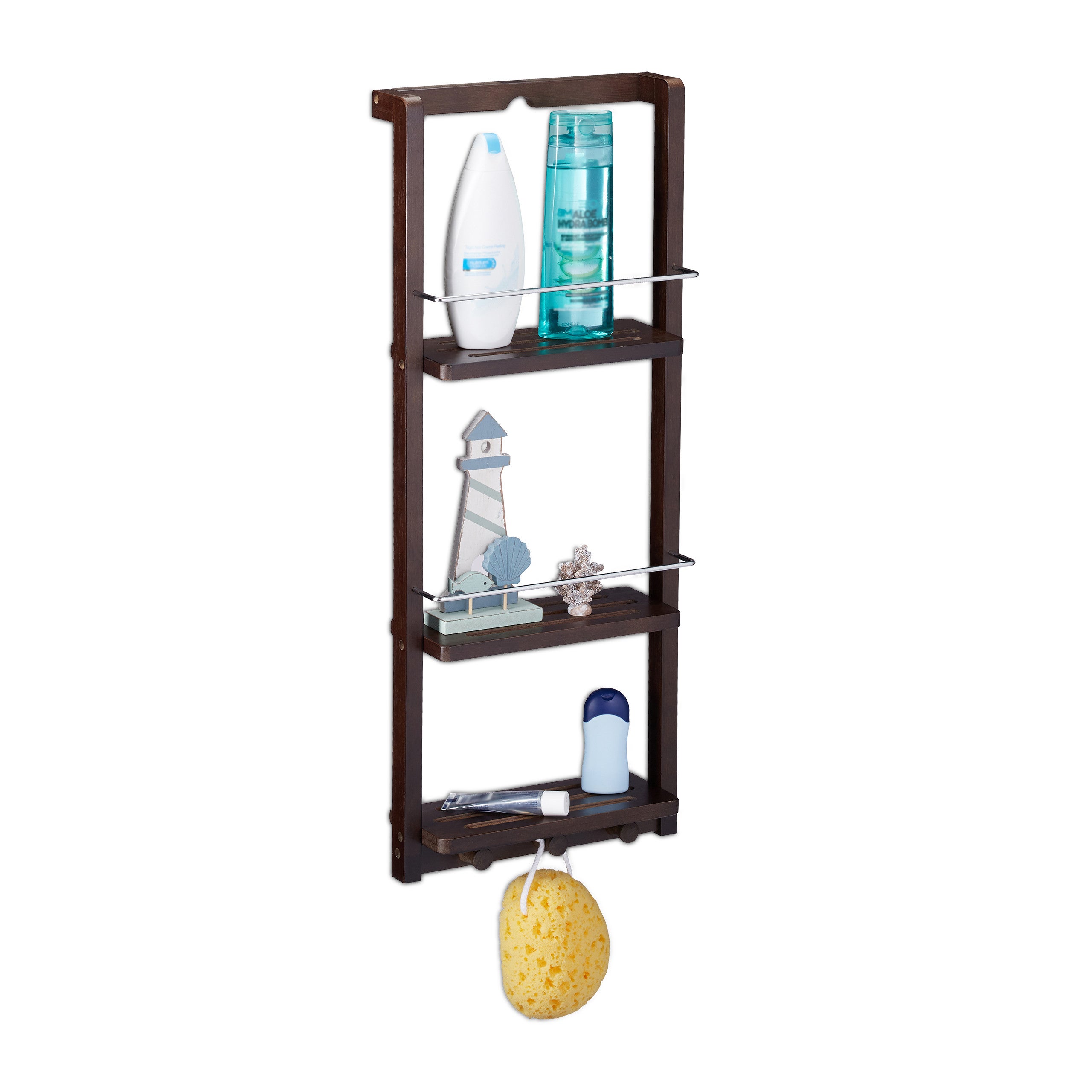 Scaffale A Colonna In Bamb&ugrave; E Metallo 70x30x30 Cm - Organizer Per Bagno E Cucina, Marrone