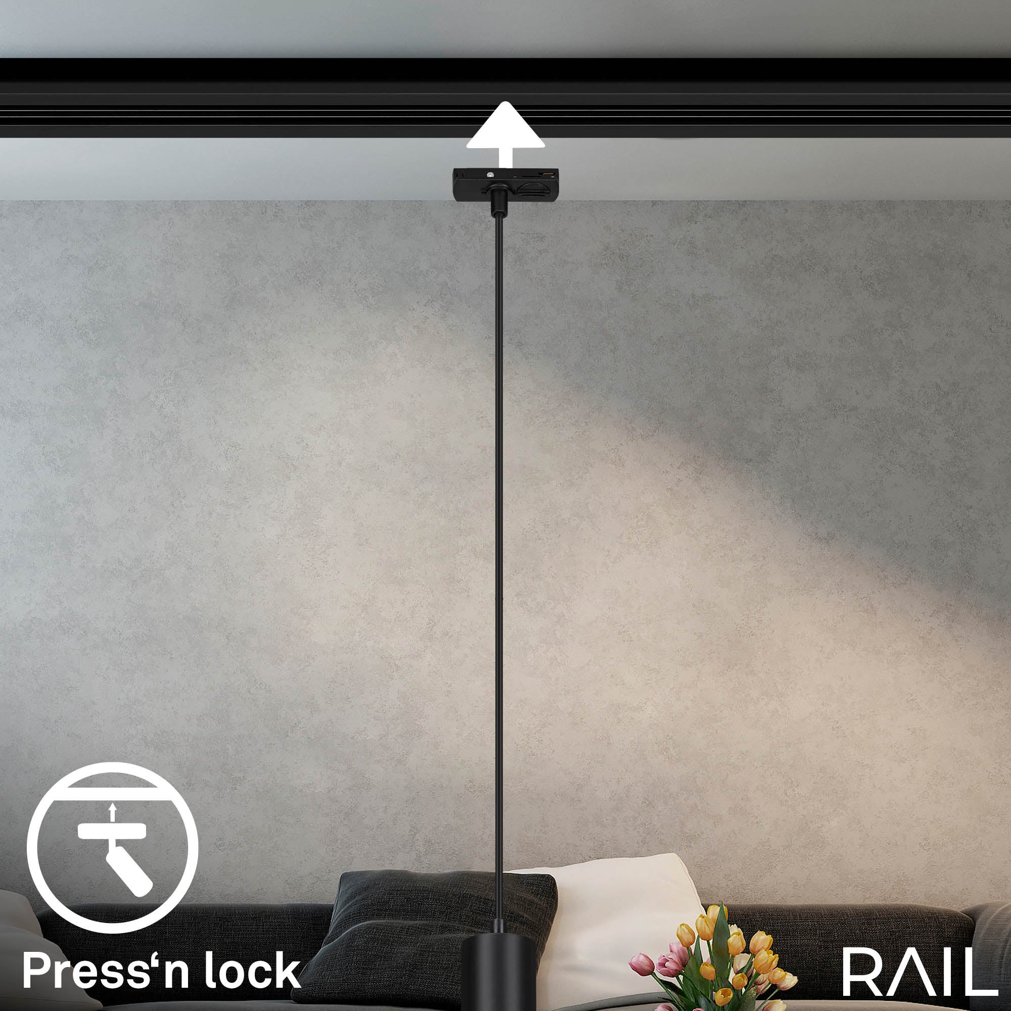 Pendente Per Binari Rail Metallo Nero Opaco 1 Luce Gu10 - 3