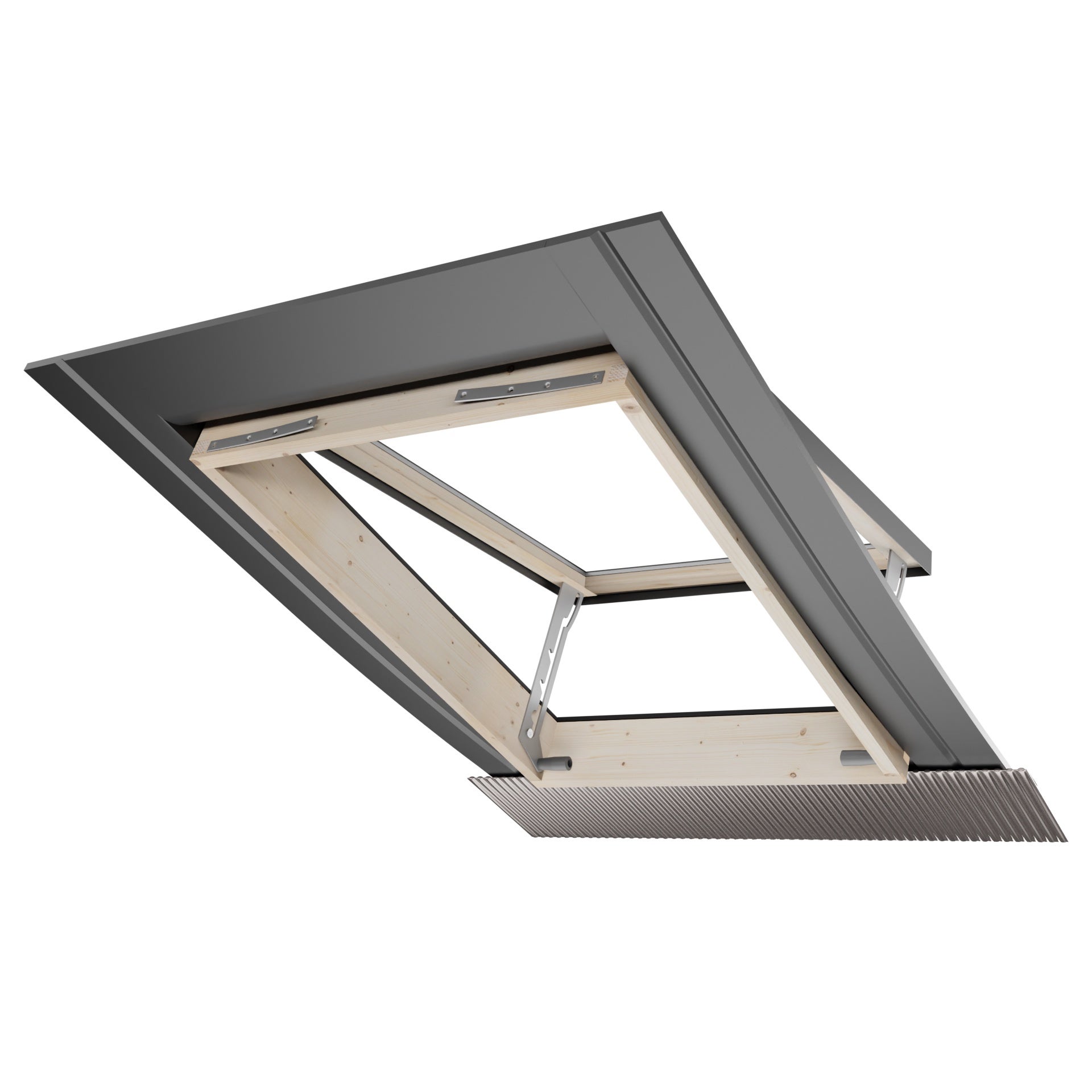 Emica - Best Vasistas Aluminium Skylight | Verre isolant 4-9-4 | Intérieur en bois de sapin | Poignée avec 4 positions d'ouverture (45x55 BxH) - 4