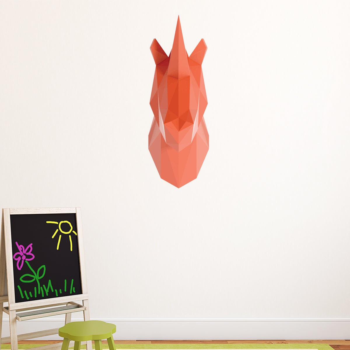 Sticker origami 3D licorne rose 50 x 20 cm - 4