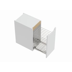 Naturel Meuble vertical de salle de bain bas avec panier à linge, Stilla 30x60x45 cm blanc brillant (STILLAA03001KOS)