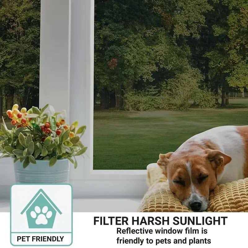 2 rolos Adesivo espelho janela preto, filme refletivo, proteção solar, adesivo privacidade estático, fácil instalação casa e sala - 6