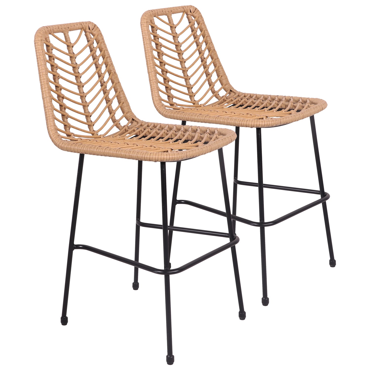 Pack de 2 taburetes de bar de ratán sintético OKA - 2