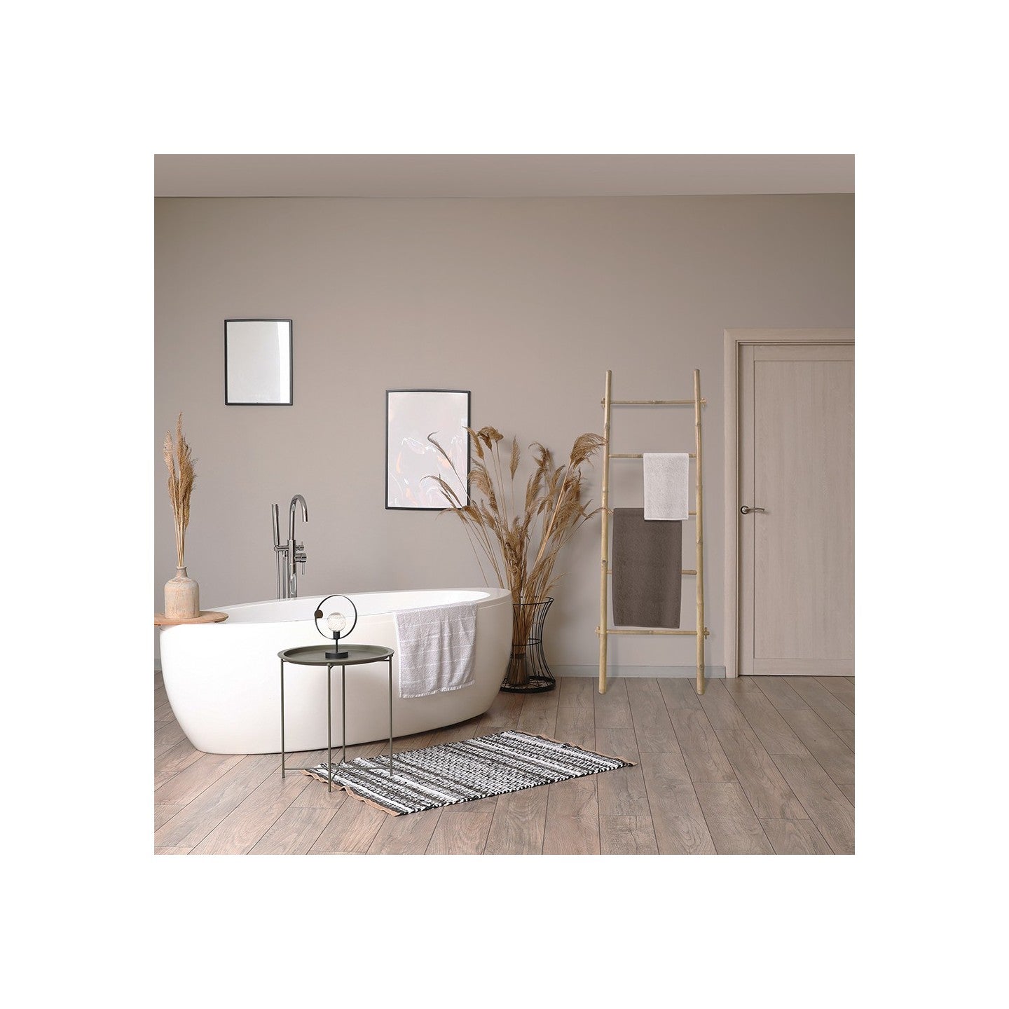 Scala portasciugamani in bambù con 5 barre asciugasciugamani, 180 x 55 x 4 cm - 3