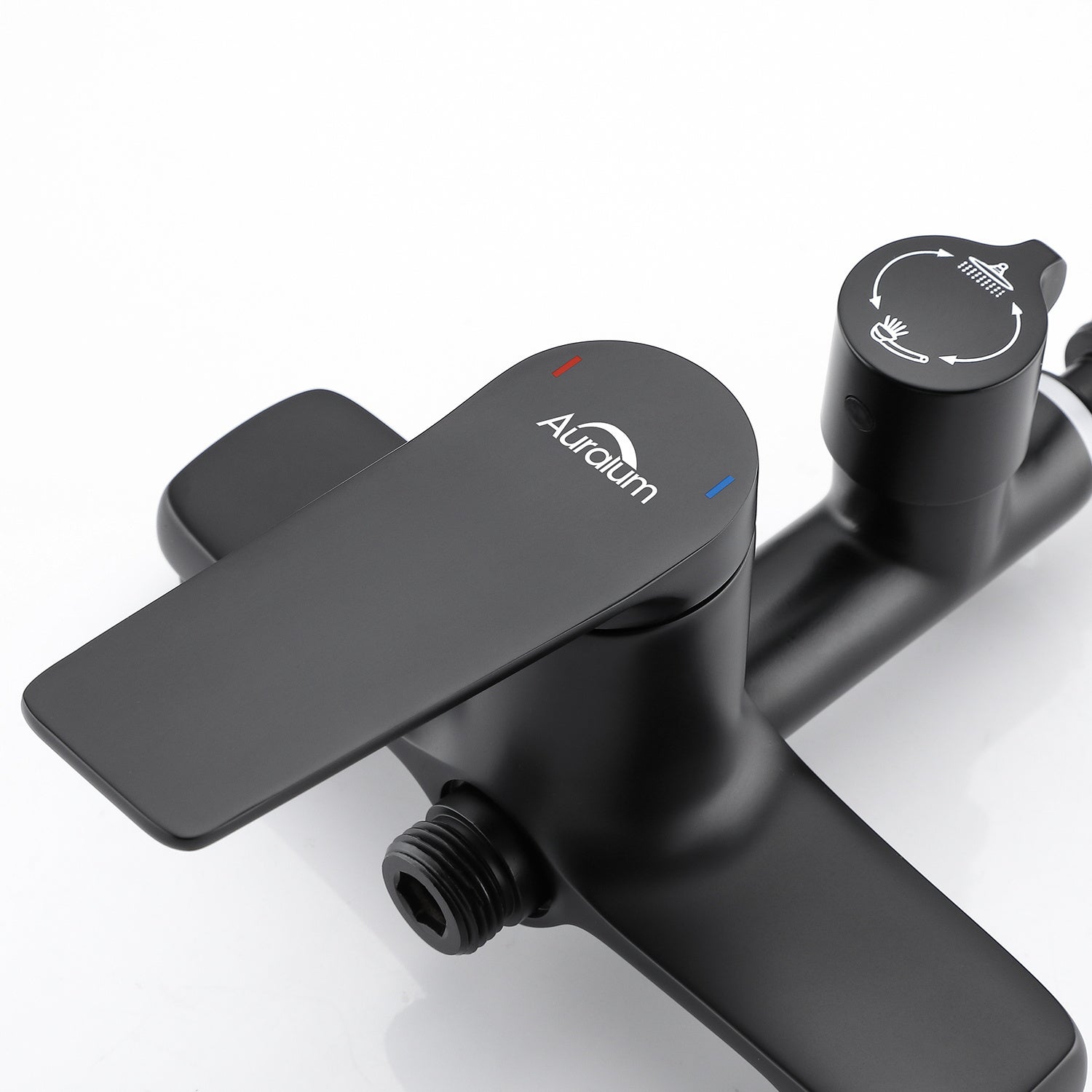 Colonne de douche Noir Interrupteur à poignée Ensemble de douche avec 26*19cm douche de tête Douchette à main Carré pour Salle de Bain - 9