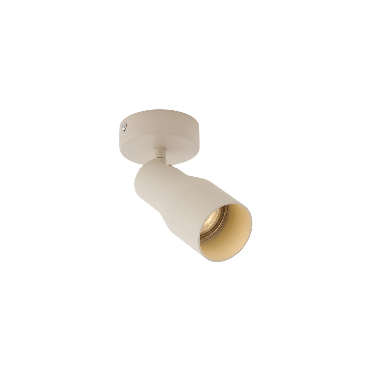 Qazqa reflektor sufitowy 1-punktowy - Stanley - beżowy, gu10, max. 10w, kompatybilny z żarówką LED, 8cm, okrągły