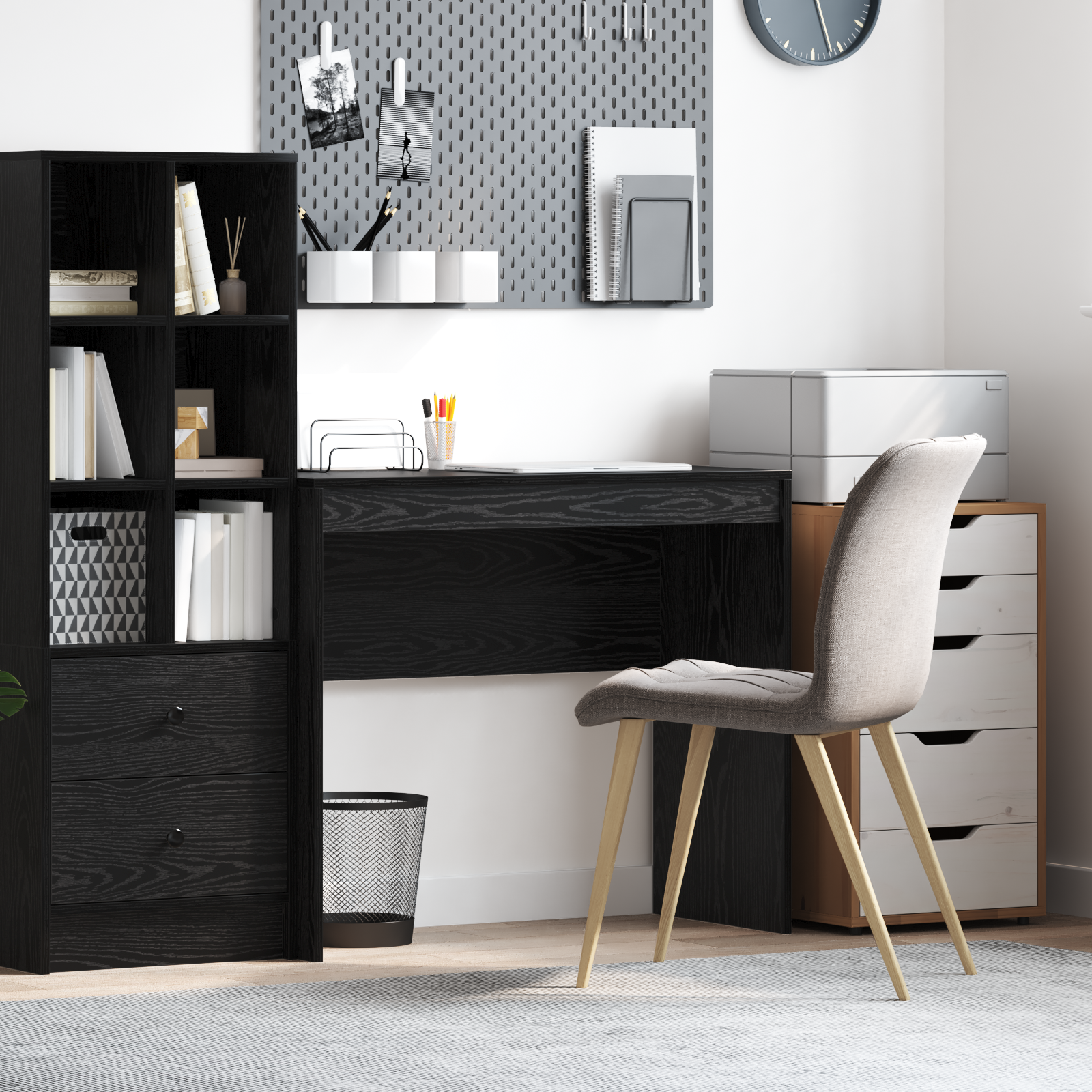 Vidaxl Escritorio De Escritura Roble Madera Resistente Negro , Leroy Merlin