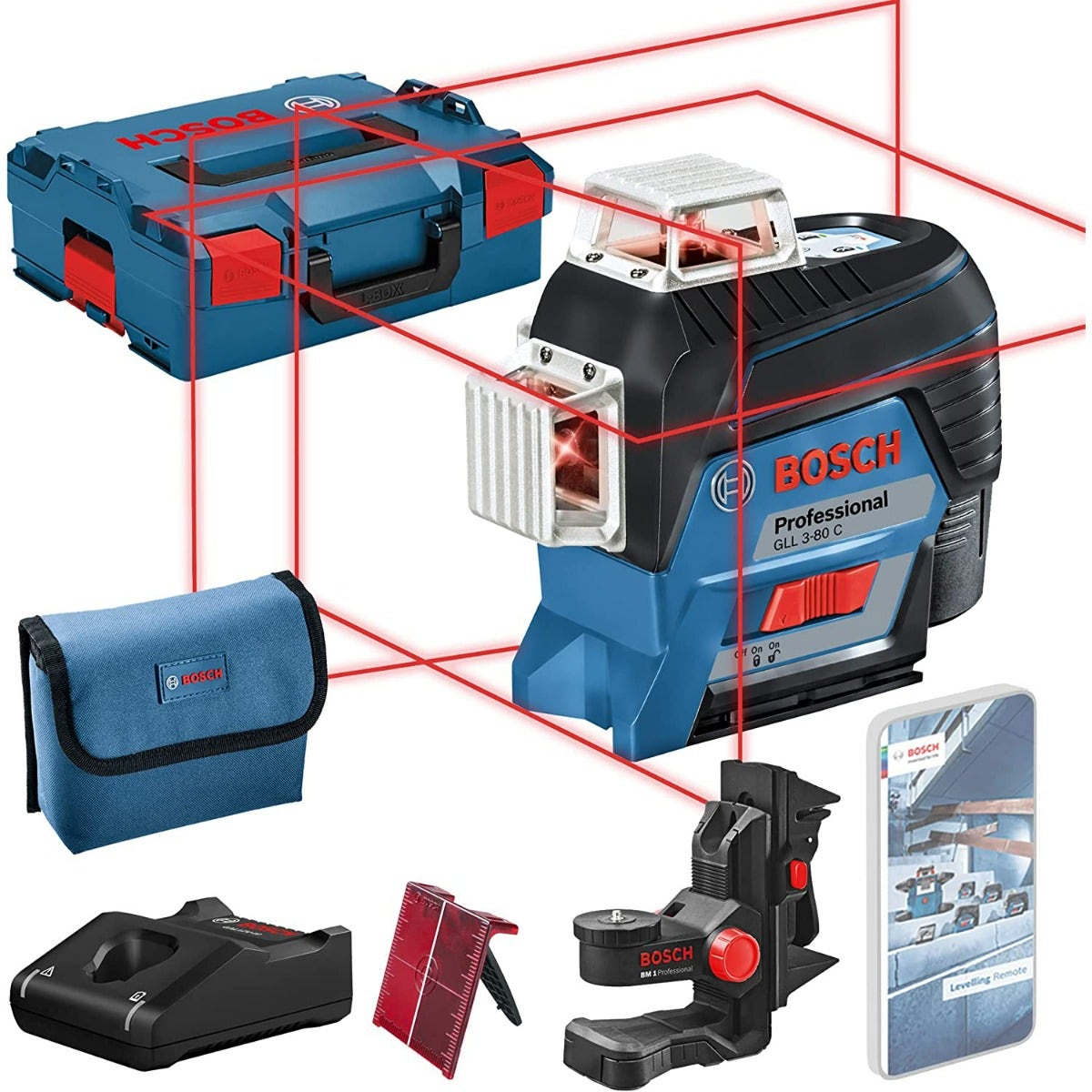 BOSCH Laser Pack 0601063R02 - GLL 3-80 C Professional (BM1, Target e L-Boxx) - 4