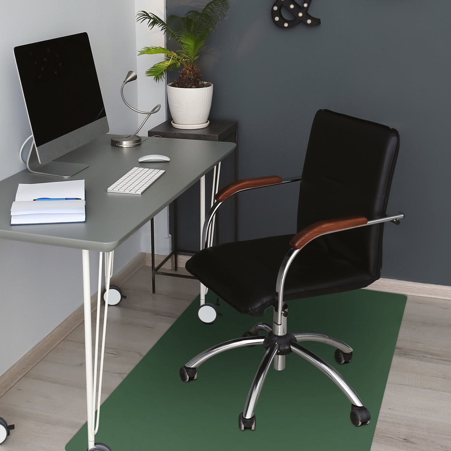 Mata pod krzesło biurowe, Pojedynczy kolor liściasta ściana 100x70 cm naturalna – Tulup - 4