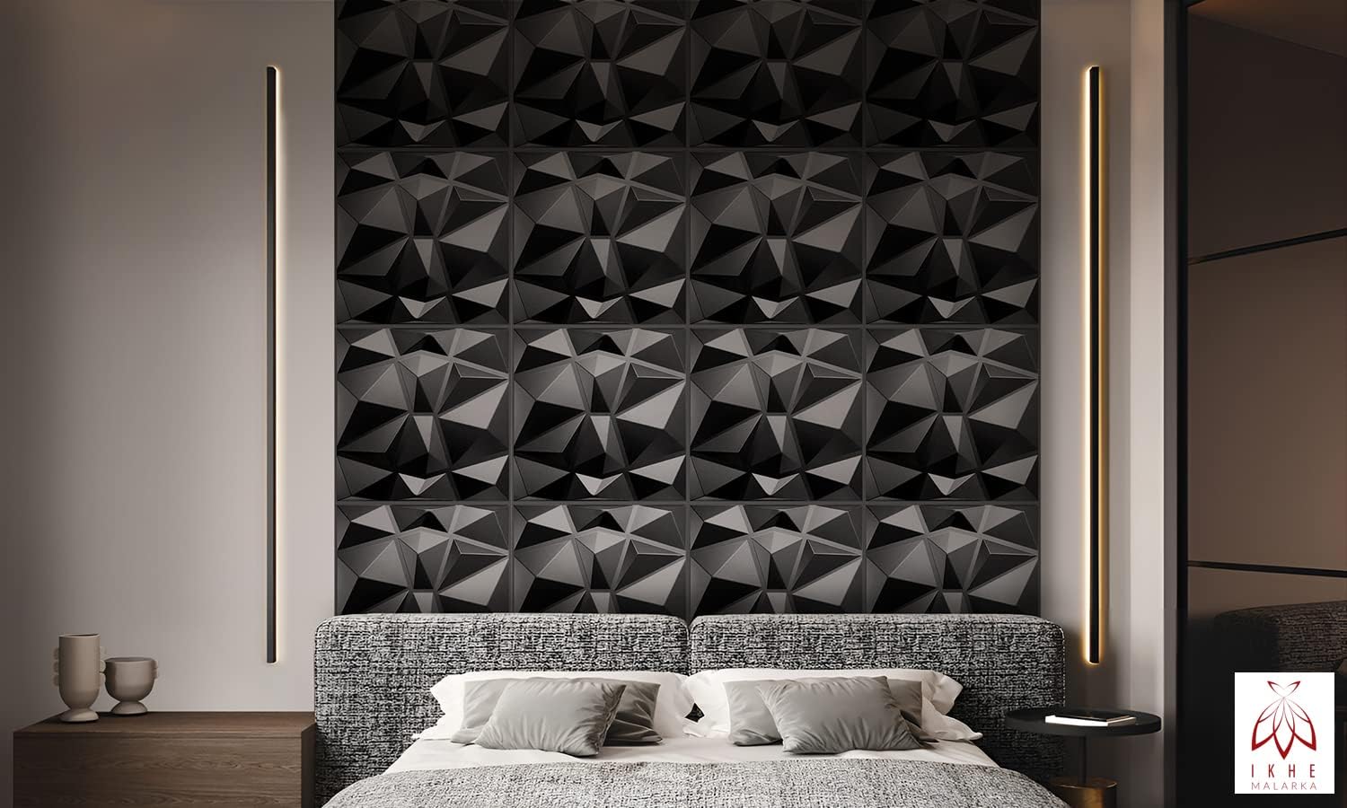 Lot de 12 panneaux muraux 3D en PVC – 3 m² – Effet diamant – Panneaux décoratifs pour mur et plafond – Idéal pour salle de jeux - 2