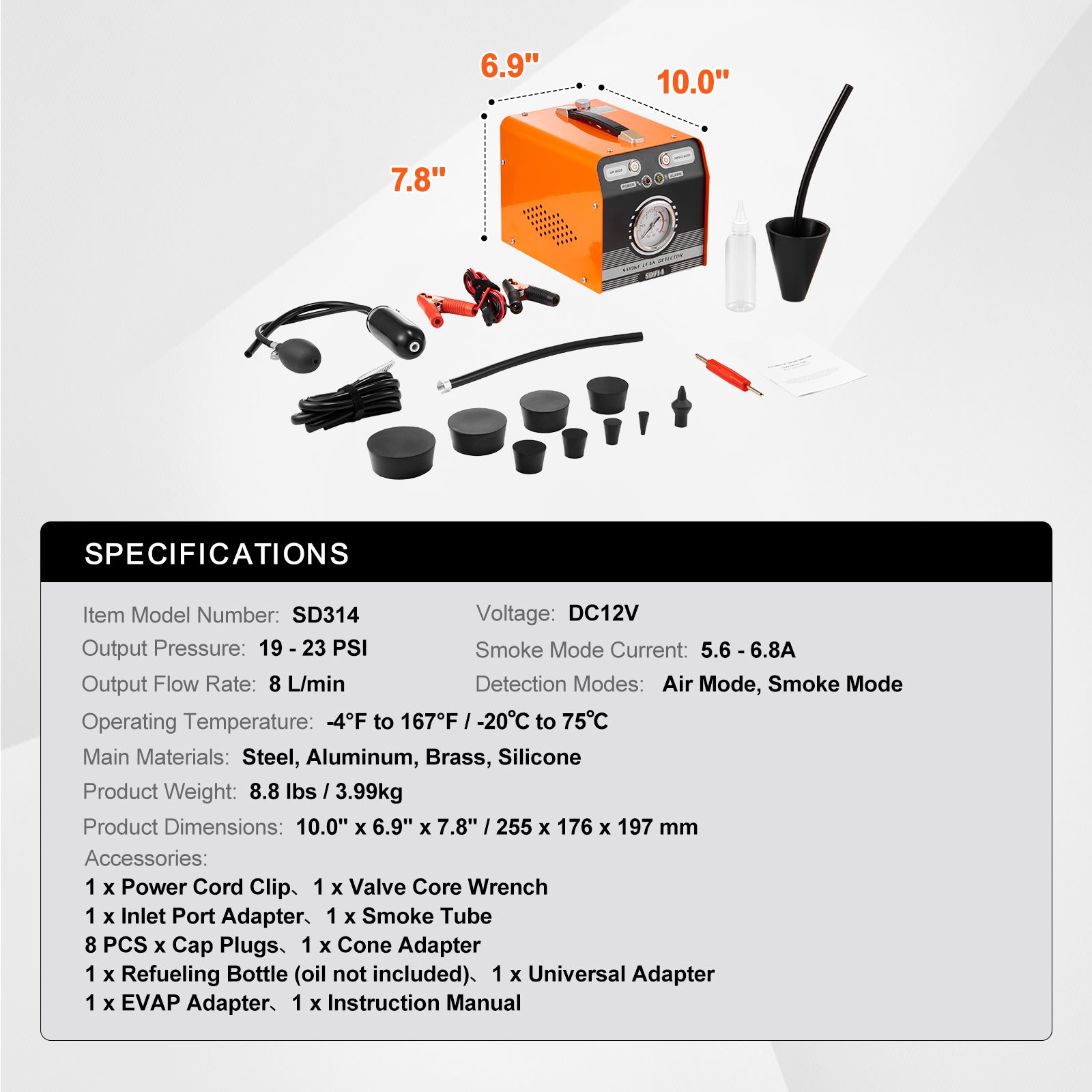 Détecteur de fuites automobile,SucceBuy pompe à air et manomètre,double mode pour tests de vide,carburant et canalisation - 9