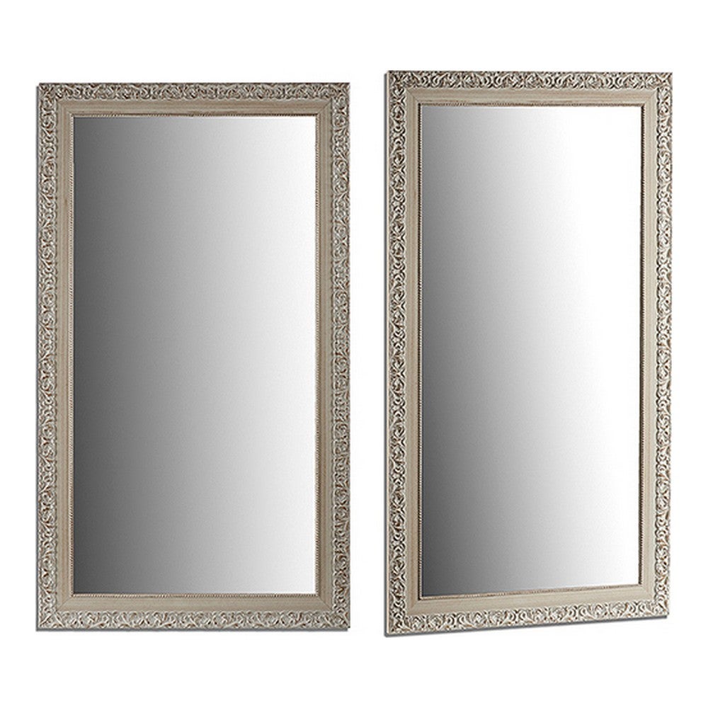 Espejo de pared madera blanco vidrio (76 x 2 x 136 cm) 8430852775047 s3609721 gift decor