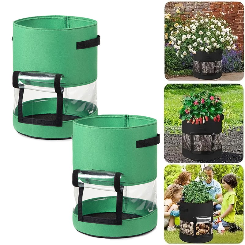 2 sztuki 10-galonowych worków na ziemniaki - również na truskawki, zielone pomidory - 35D x 45H - idealne do małych przestrzeni