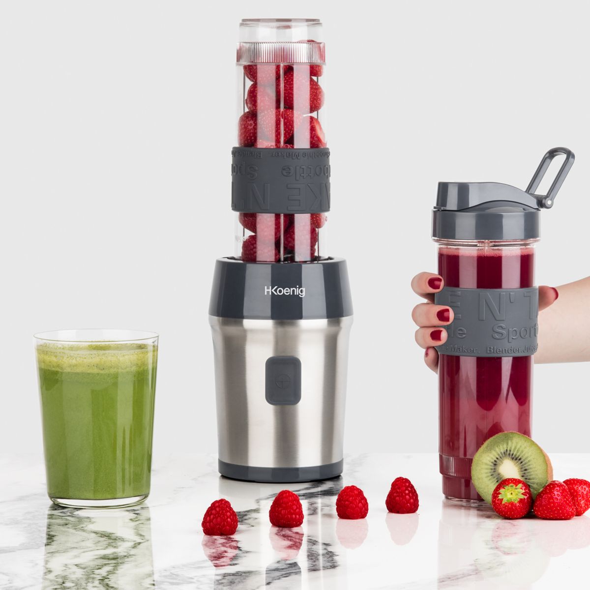 H.koenig Batidora De Vaso Portátil Hkoenig Smoo9 300W Acero Inoxidable - Imagen 3