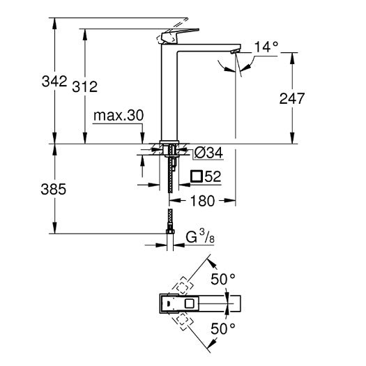 Grohe Eurocube miscelatore monocomando 1/2