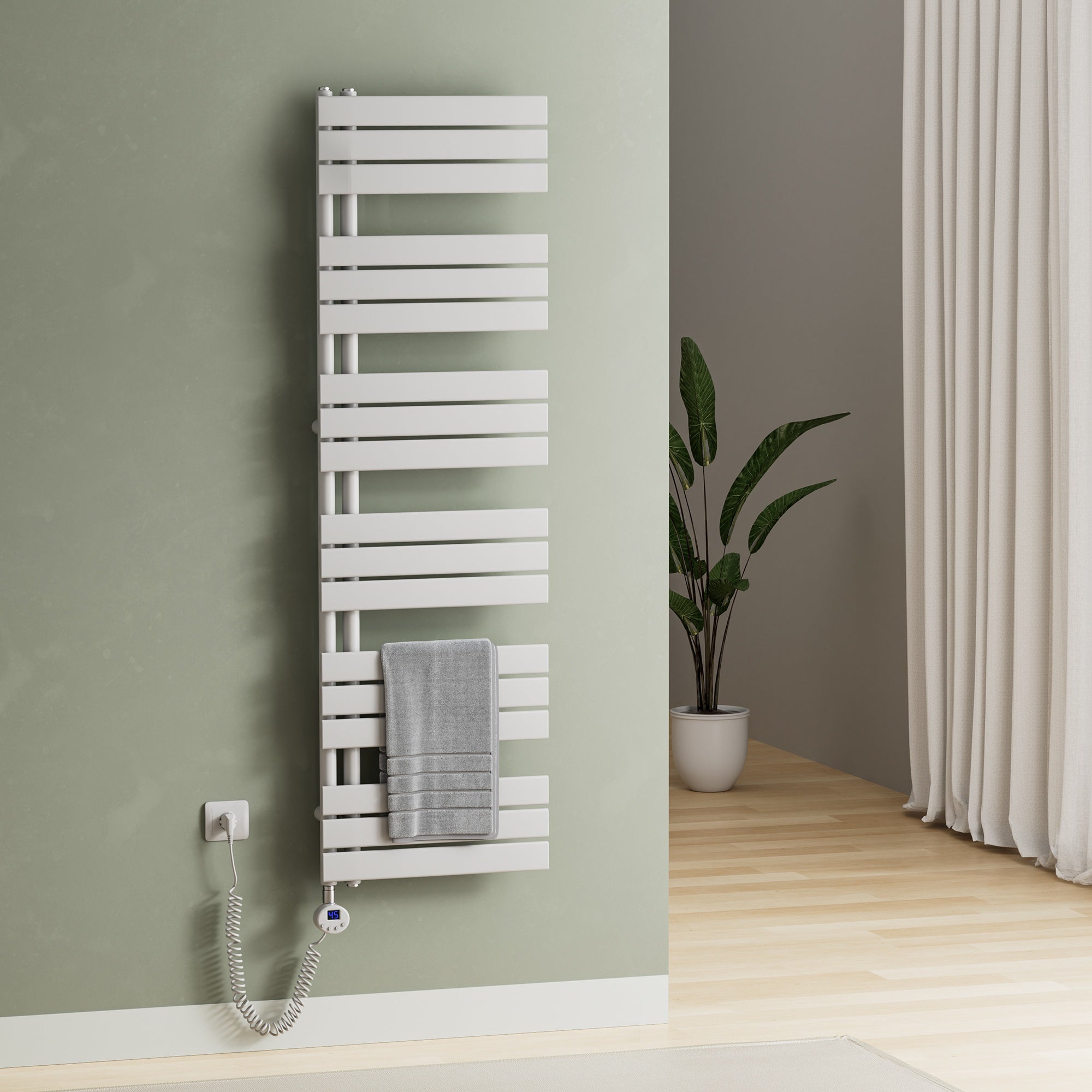 S'AFIELINA Scaldasalviette Elettrico Con Asta Riscaldante E Termostato Comando Elettrico Bianco 159 9x50 Cm 1000watts 89311948