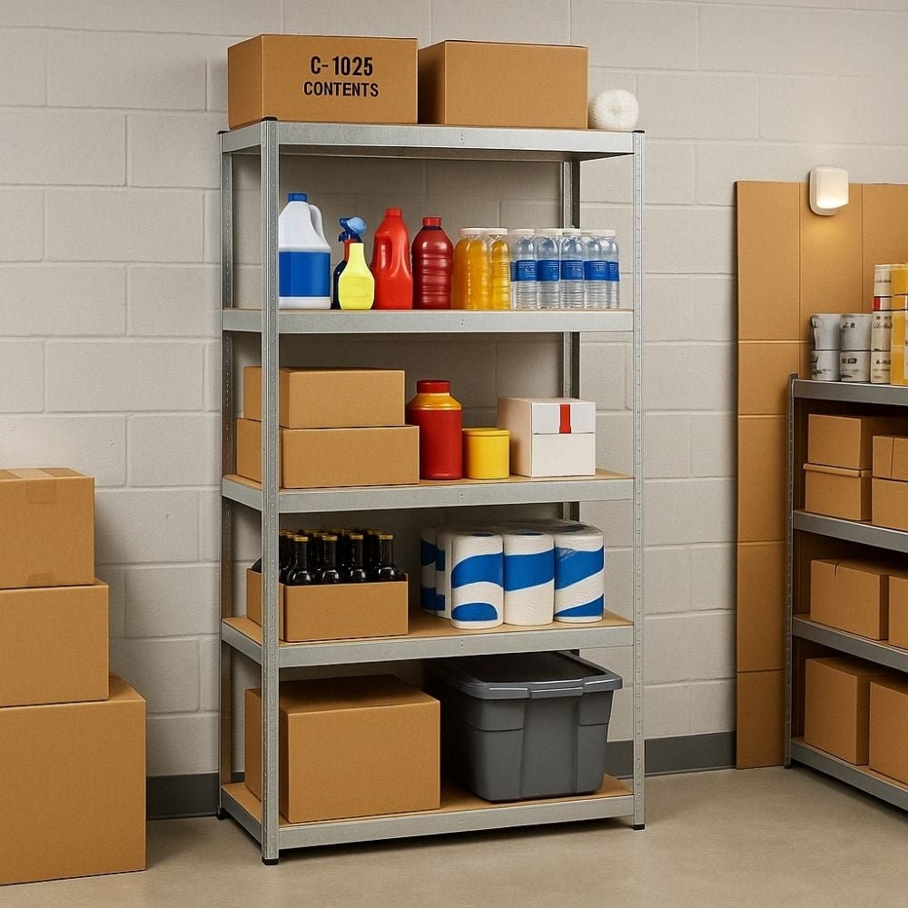 Étagère Rangement modulable - 90 x 180 cm - 875 kg max - 5 niveaux - 40 cm - Gris - 5