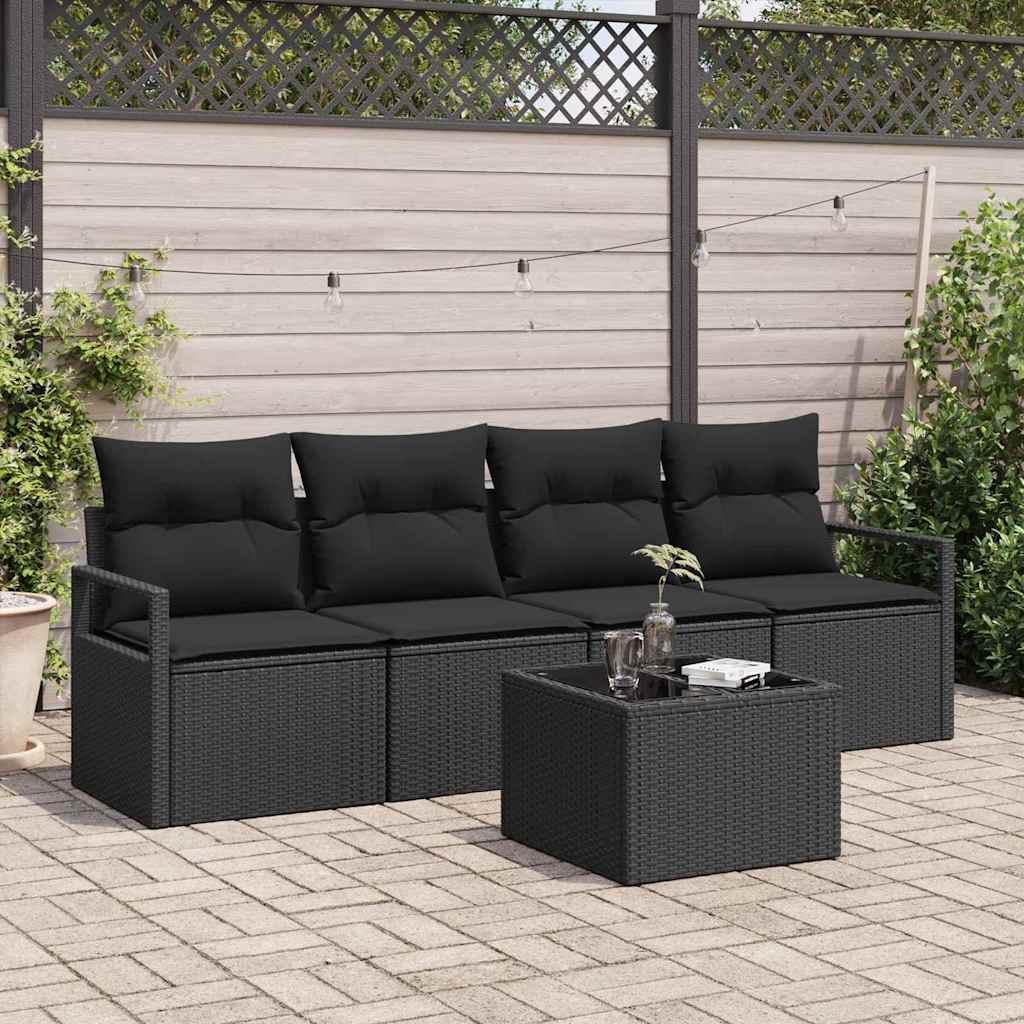 Zestaw Sof 5 pcs Czarny polirattan vidaXL