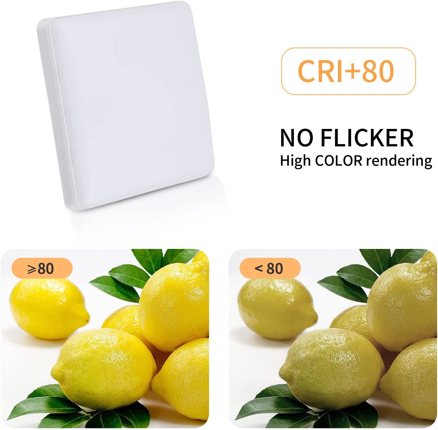 Plafón LED Baño GOECO, 36W 3200lm, Luz de techo Luz neutra 4000K para Cocina Pasill Dormitorio, Cuadrado D.23cm, Blanco - 2