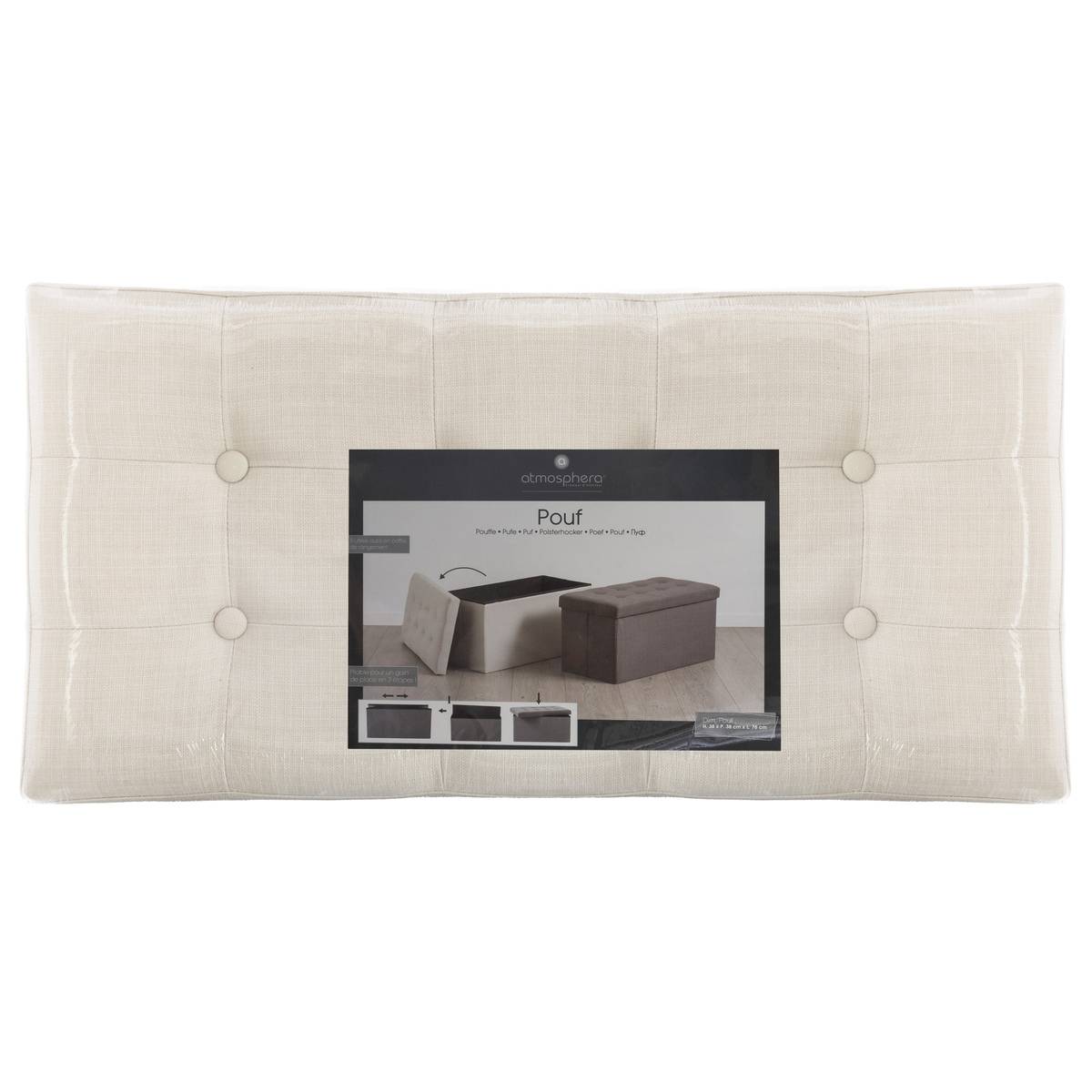 Atmosphera - Puff plegable doble 'Lysandre' beige - 4