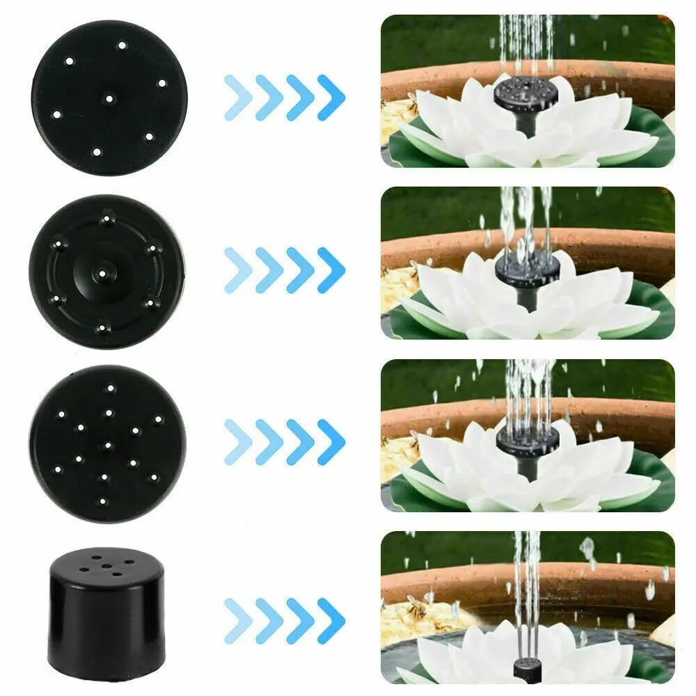 Fontaine solaire flottante d'extérieur avec nénuphar, bain d'oiseaux, pompe solaire, 4 modes pour bassin à poissons, jardin, aquarium, piscine - 2