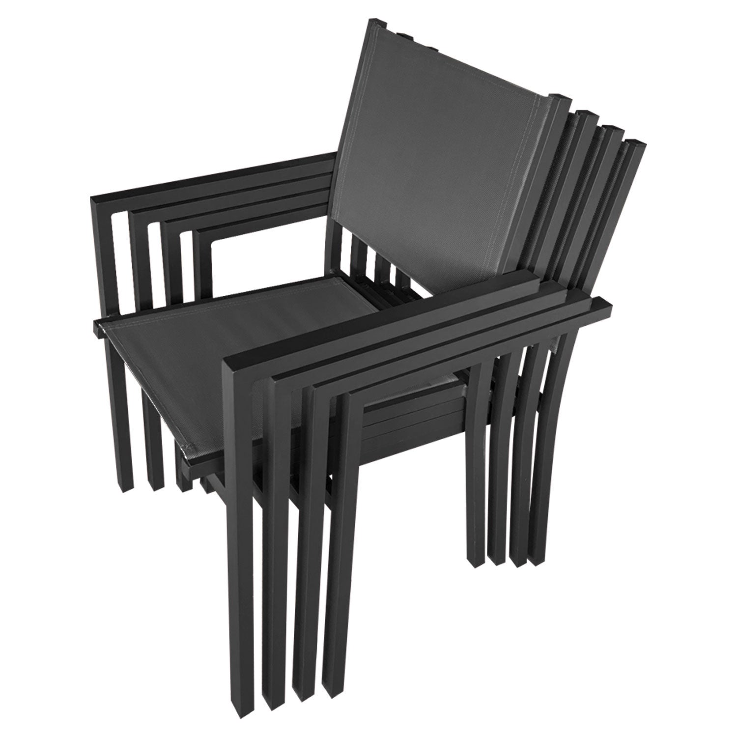 Salon de jardin 8 places gris et gris anthracite aluminium LAMPEDUSA extensible - 8