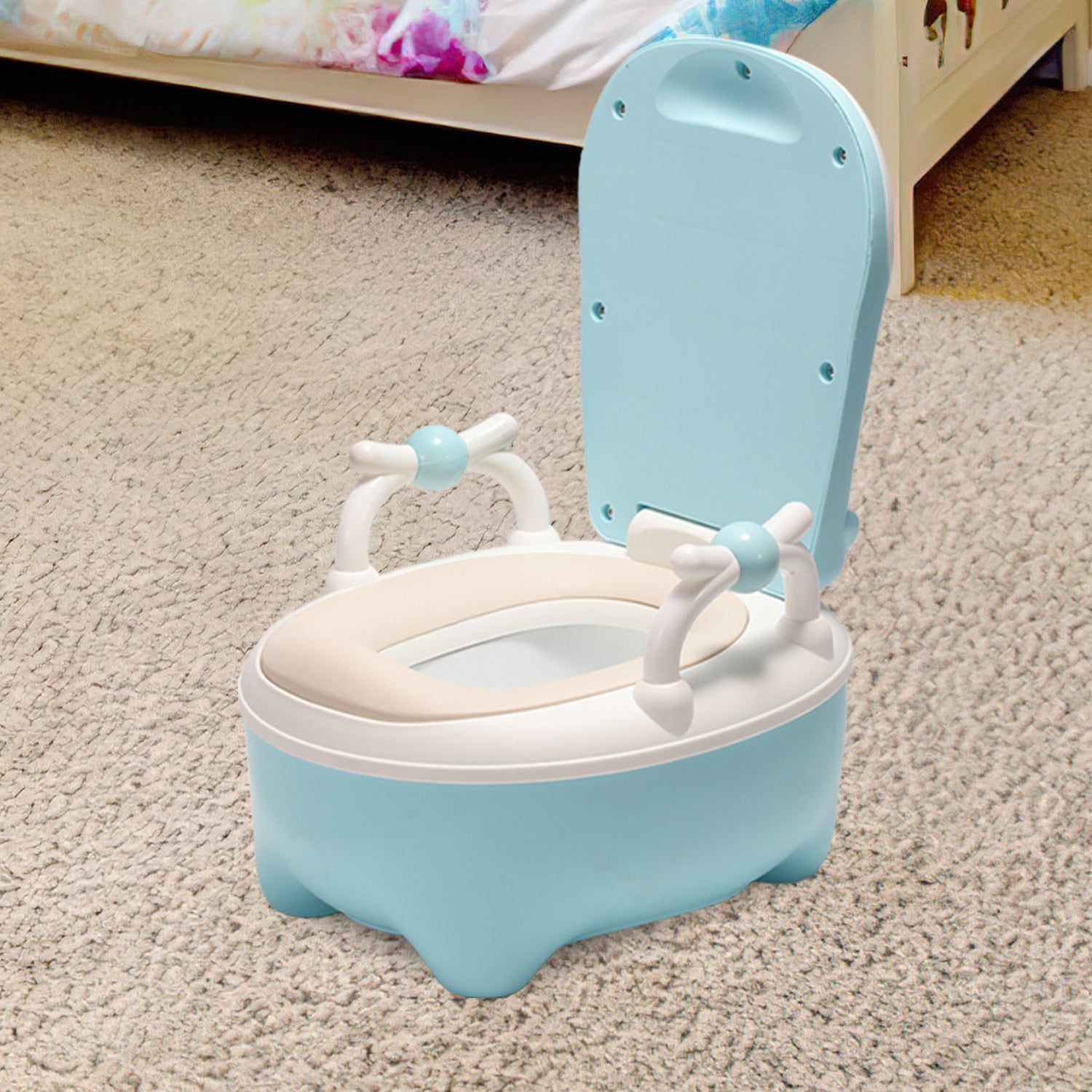Vasino Per Bambini Con Scaletta E Sedile WC Regolabile, Blu, Addestramento Autonomo, Sicuro E Antiscivolo