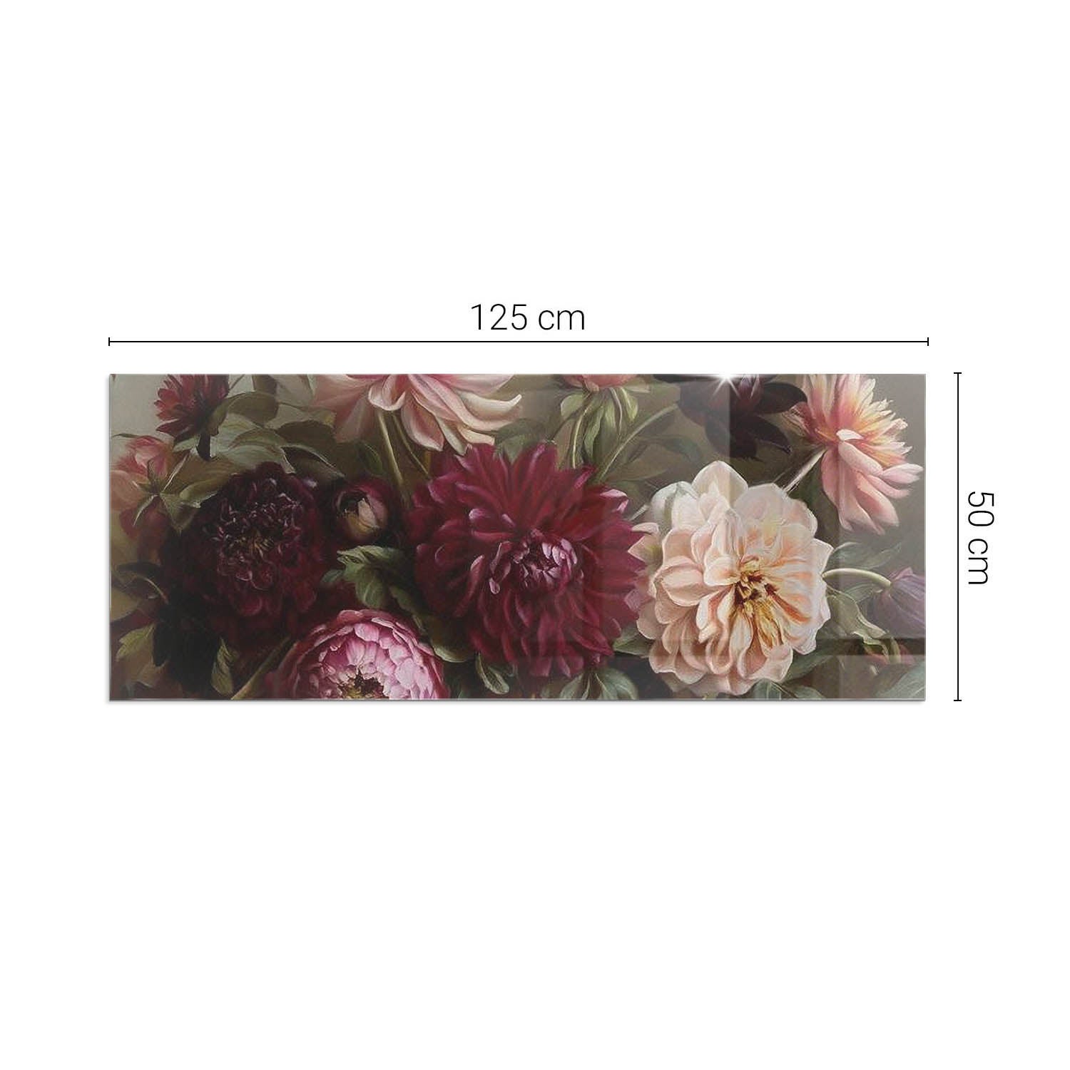 Szkło hartowane na podłogę pod kominek - 125x50 cm - Kwiatowy bukiet w detalu - TULUP - 2