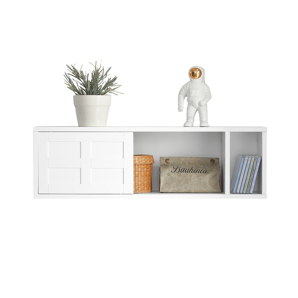 SoBuy Półka ścienna z 2 drzwiczkami Biały 75x20x23cm Nowoczesny FHK18-W