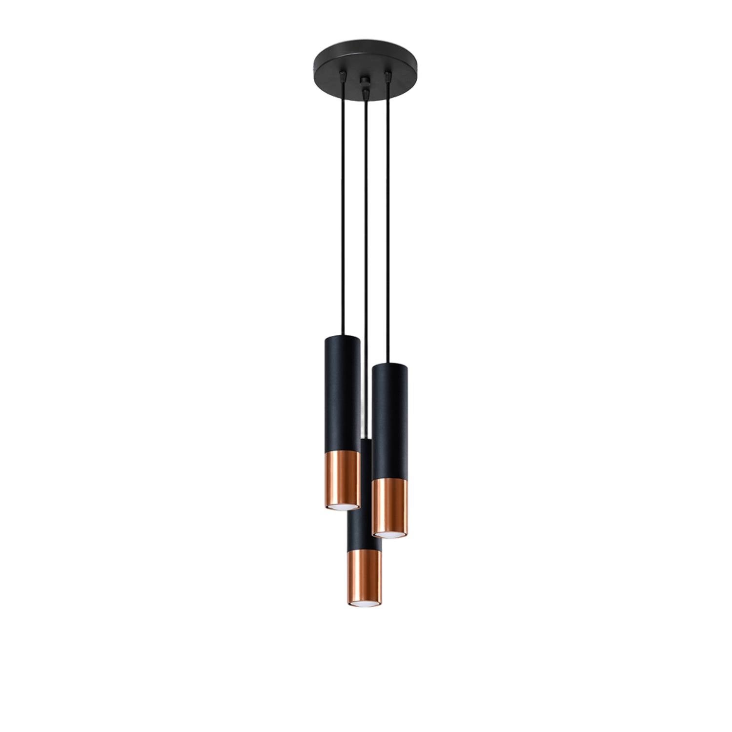 Lampa wisząca Loopez czarno-miedziana 3xGU10x40W wym: 100 x 29 x 29 cm metal Sollux Lighting
