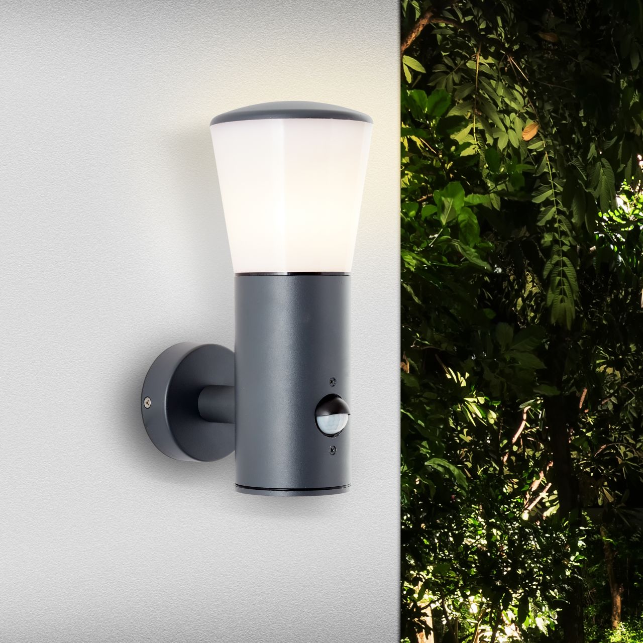 BRILLIANT Zewnętrzna lampa ścienna Cliffi czujnik ruchu antracyt | 1x A60, E27, 28W, nadaje się do zwykłych lamp (brak w zestawie) - 2