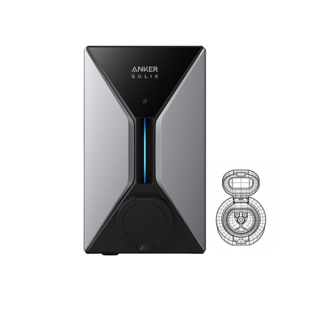 Anker SOLIX V1 SHUTTER Inteligentna ładowarka EV Wallbox z klapką 22 kW, aplikacja, Wi-Fi i Bluetooth