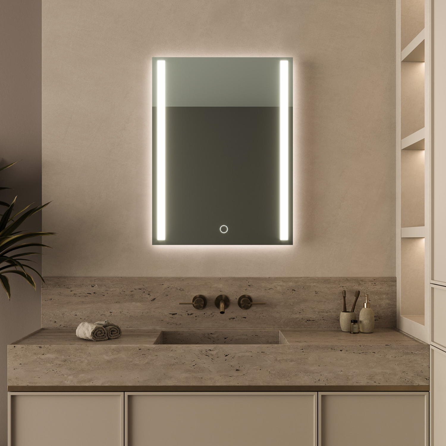 Espejo De Baño LED Redondo De 100 X 100 Cm, Antivaho, 3 Colores, Tiempo