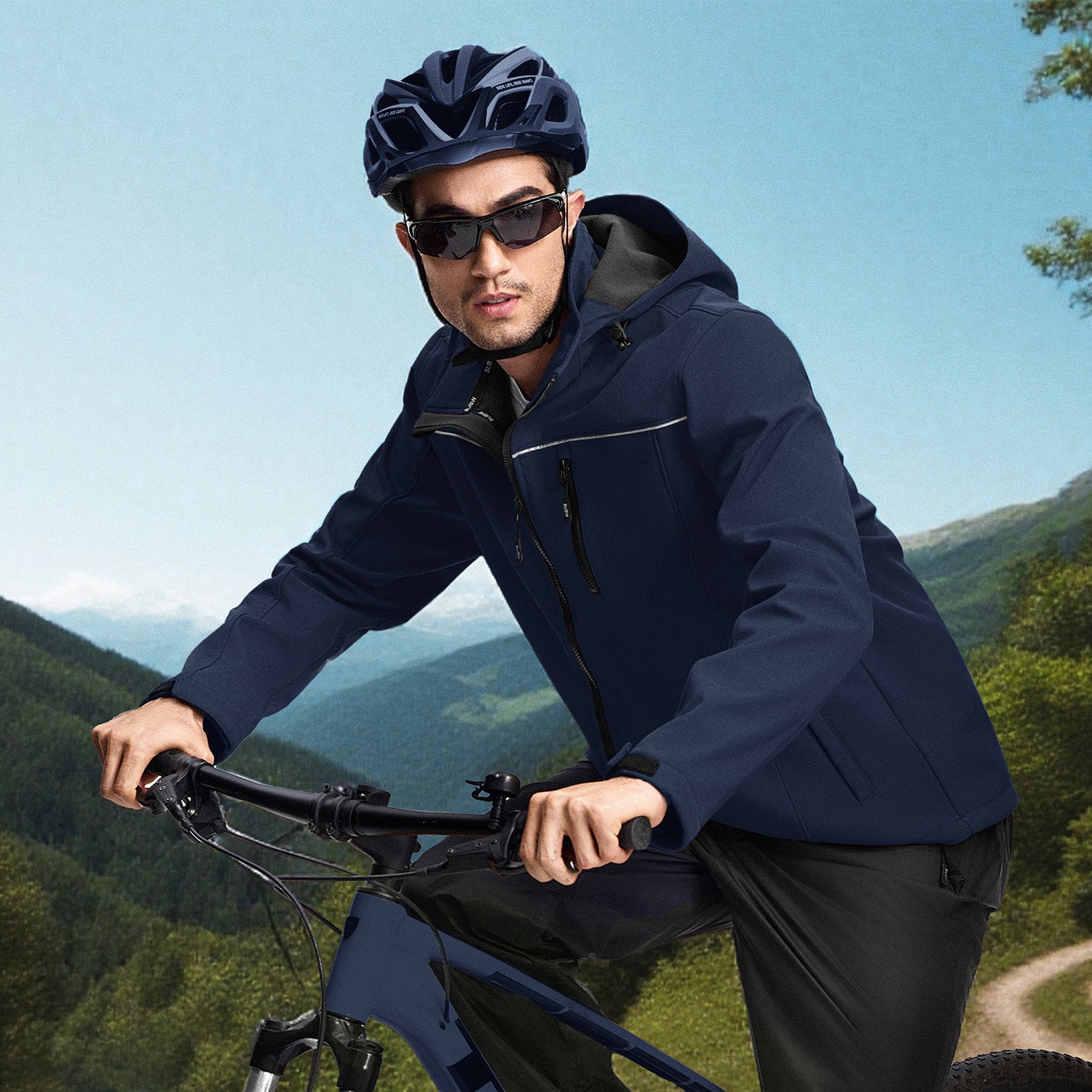 Veste de Travail Homme Taille XL Blouson & Softshell - Imperméable, Anti-Vent, Fourré Chaud, Poches Multiples, Capuche Amovible - Bleu foncé - 5