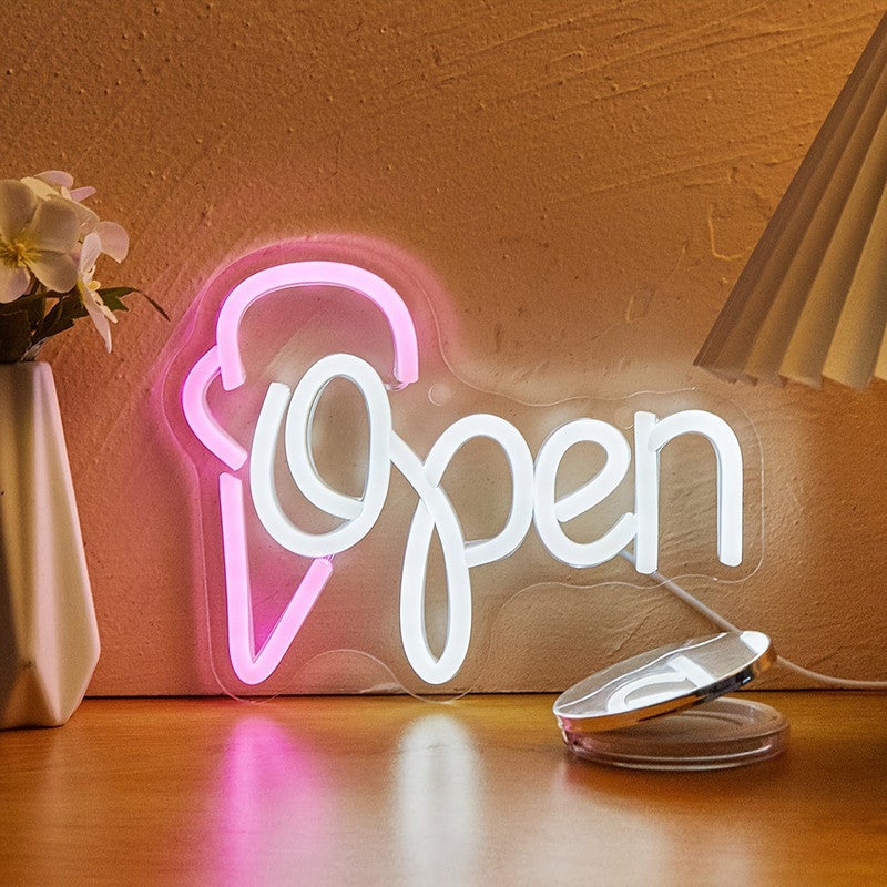 VIce Cream zasilany przez USB otwarty neon LED kolorowa dekoracja pokoju do sypialni imprezy świąteczne wesela