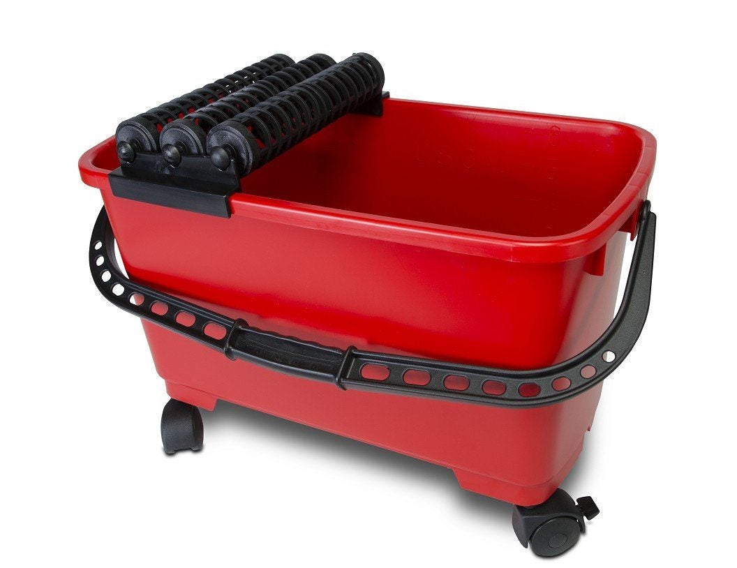 Rubi Cubeta De Limpieza De 24 Litros – Polipropileno Resistente, Con 2 Rodillos Escurridores Y Asa Longitudinal, Rojo
