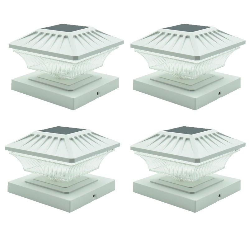 Solarna kolumna świetlna z ciepłym (białym) światłem, wodoszczelna solarna kolumna świetlna do użytku zewnętrznego, 4 sztuki