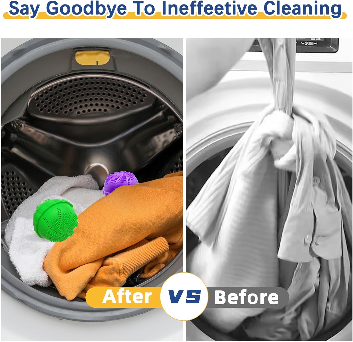Deux boules de lavage pour nettoyer et adoucir le linge ; peuvent remplacer la lessive classique. - 4