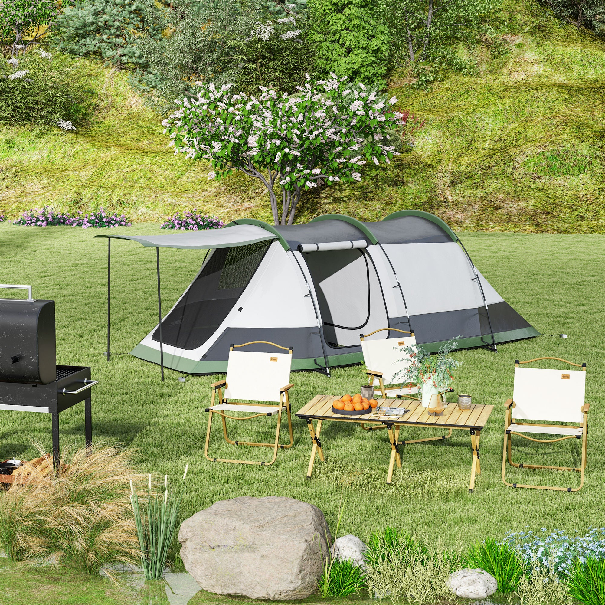 Outsunny - Chaise de camping - Tissu Oxford - 54x59x78cm - Kaki - 9