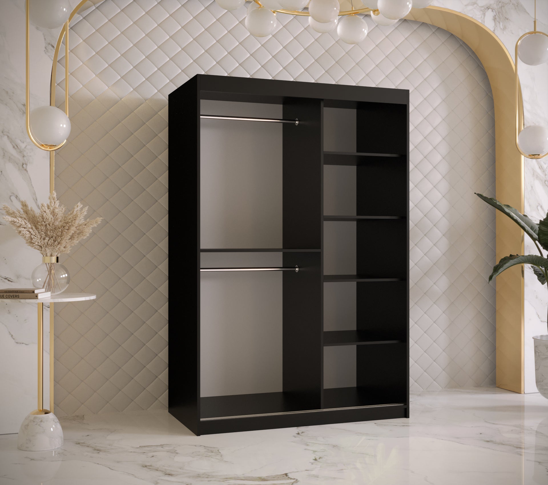 Szafa przesuwna garderoba RAMIRO 1 120 x 62 x 200 cm Czarny - Abiks Meble - 3