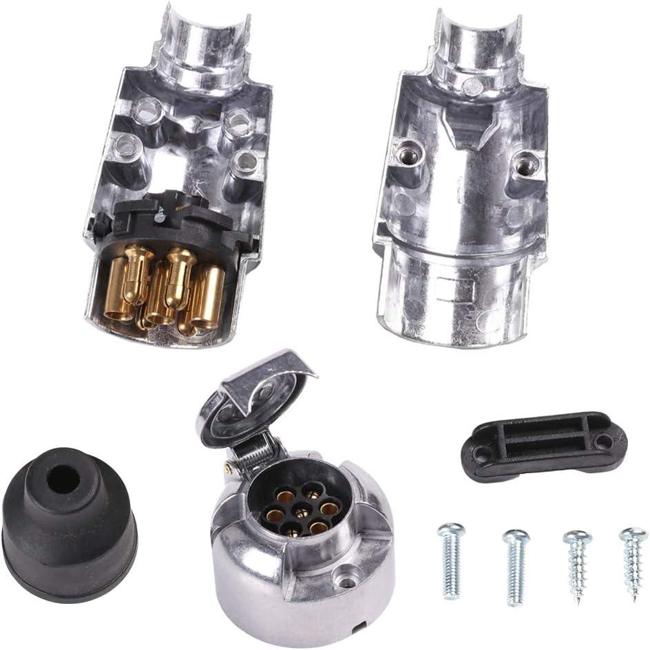 Spina per rimorchio in metallo a 7 pin, connettore maschio impermeabile da 12 V per rimorchio in metallo a 7 pin, per roulotte, camper, auto, barca | Leroy Merlin