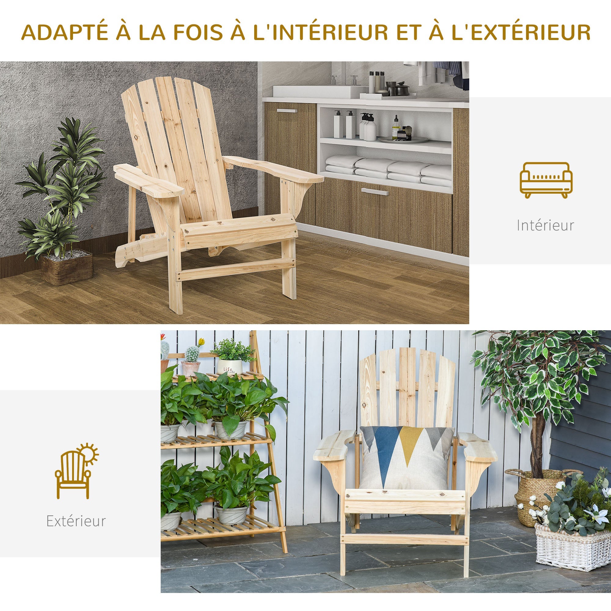 fauteuil de jardin Bois Outsunny - 4