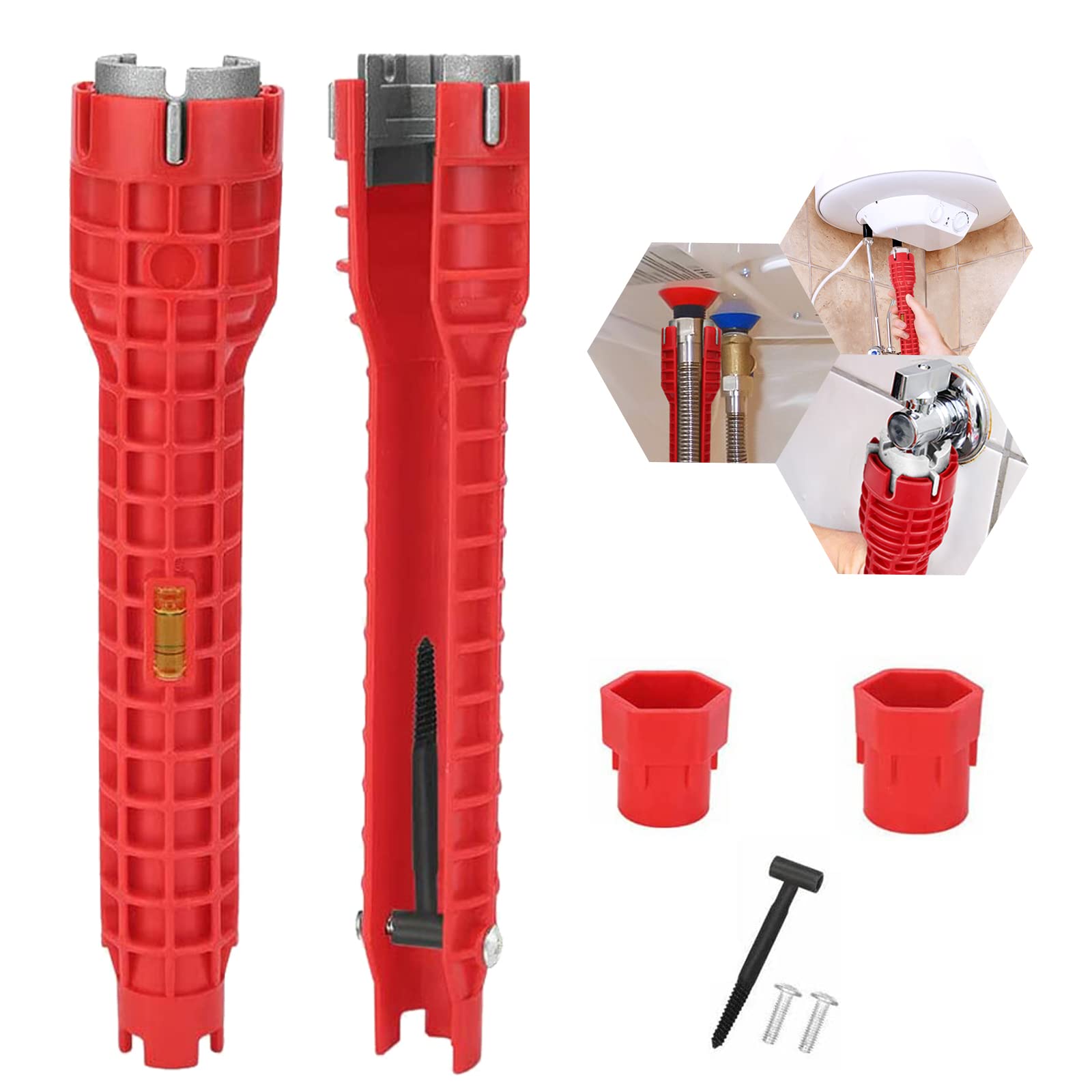 Clé 8 En 1 Pour Installateur – Robinet, évier, Réservoir – 13 Pouces, Rouge, BS0519