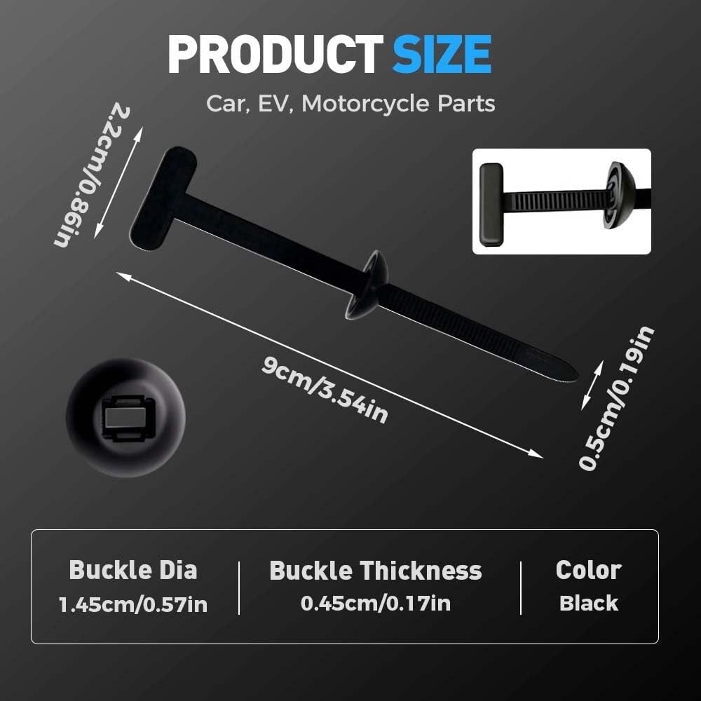Lot de 100 attaches autobloquantes universelles en nylon, serre-câbles avec rivets en plastique, attaches polyvalentes pour réparation automobile - 4