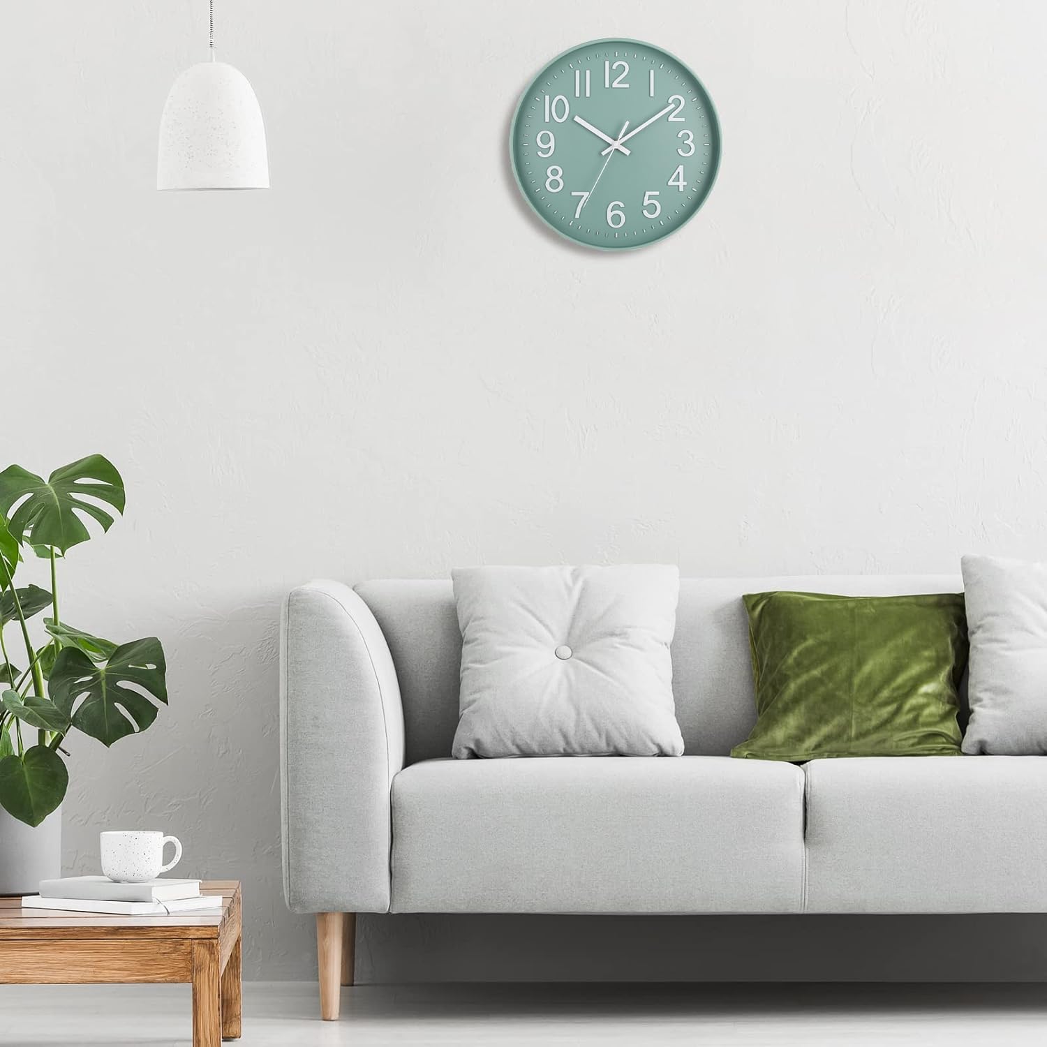 Reloj de pared moderno, silencioso, funciona con pilas, ideal para oficina, hogar, baño, cocina, dormitorio, escuela, sala de estar, color blanco - 5