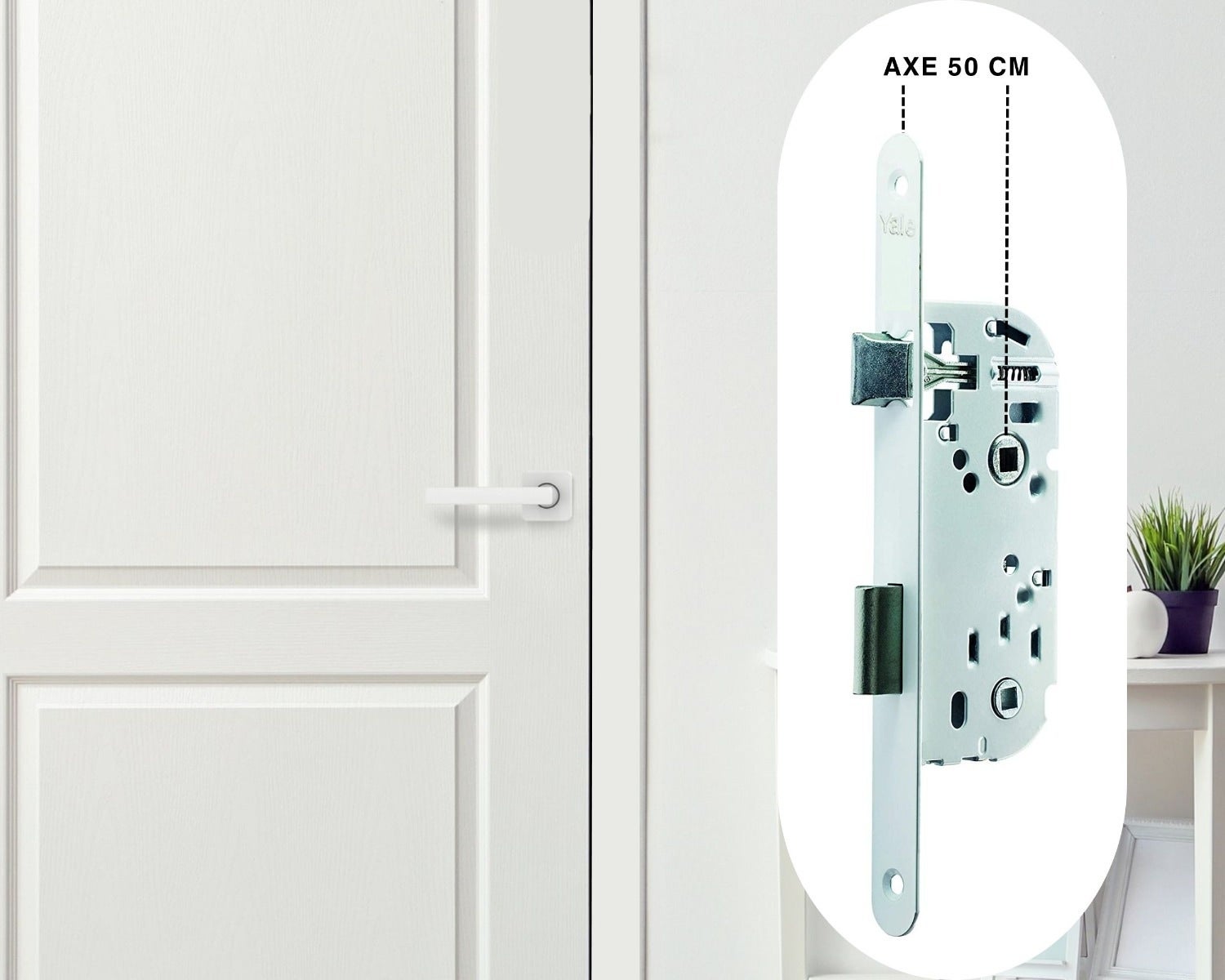 Serratura Yale Ferroglietto Meccanica - Per Porte Legno, Entrata 50mm, Acciaio Verniciato, Include Cilindro E Chiavi - Foto 7